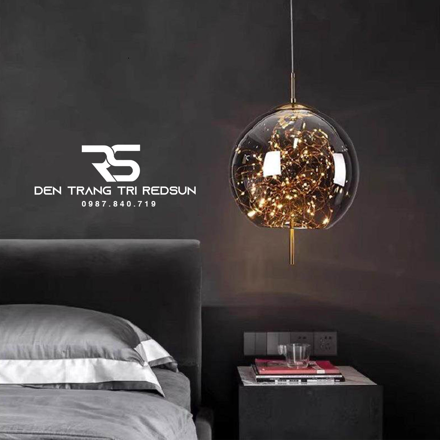 Đèn Thả Bàn Ăn, Bàn Đảo Hiện Đại Phong Cách Bắc Âu Chao Thủy Tinh Bầu Trời Sao CDT-T071