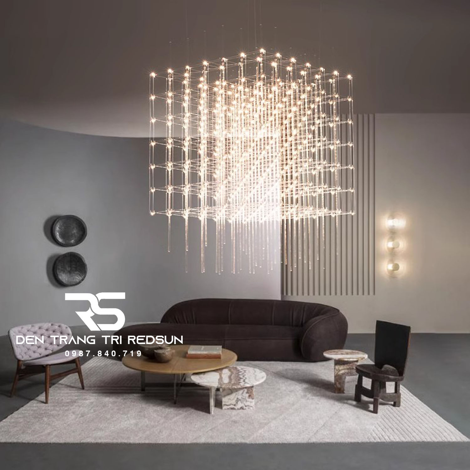 Đèn Chùm Lắp Thông Tầng, Sảnh Khách Sạn Phong Cách Bắc Âu Hiện Đại Bầu Trời Đầy Sao DC-T086