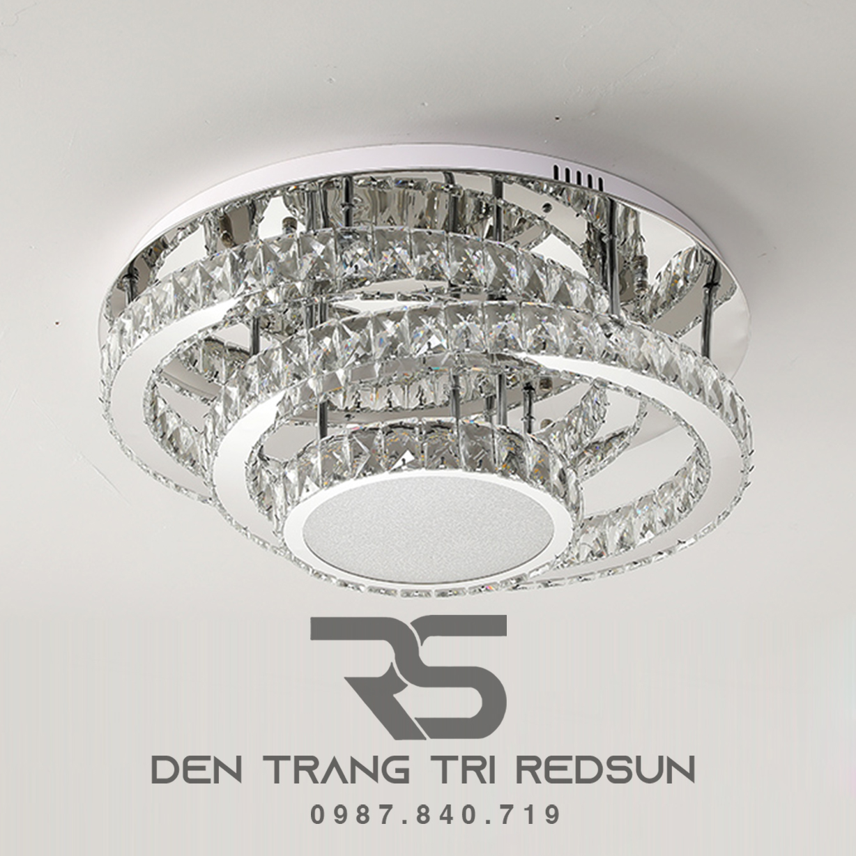 Đèn Mâm Pha Lê Ốp Trần Phòng Khách Hiện Đại M9212