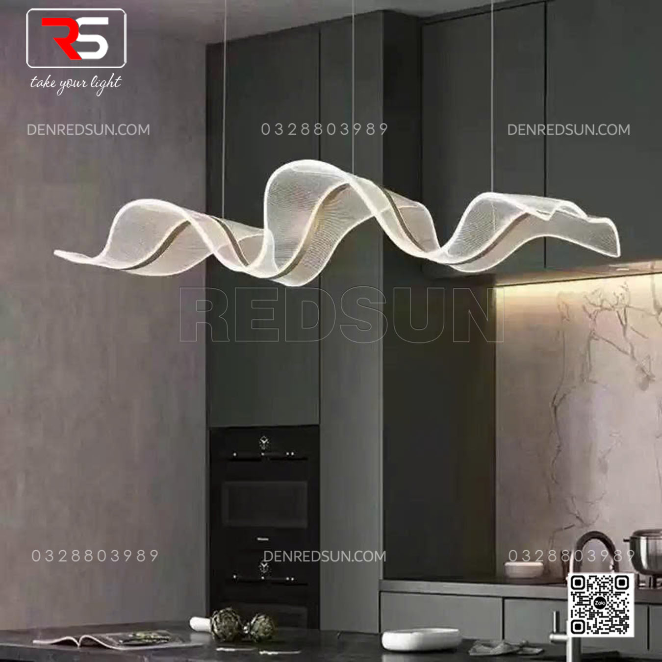 Đèn Thả Dải Lụa Cao Cấp Lắp Bàn Ăn, Bàn Đảo, Quầy Lễ Tân Phong Cách Bắc Âu Hiện Đại Chất Liệu Acrylic MK5890P-001-DZ-01-2.4