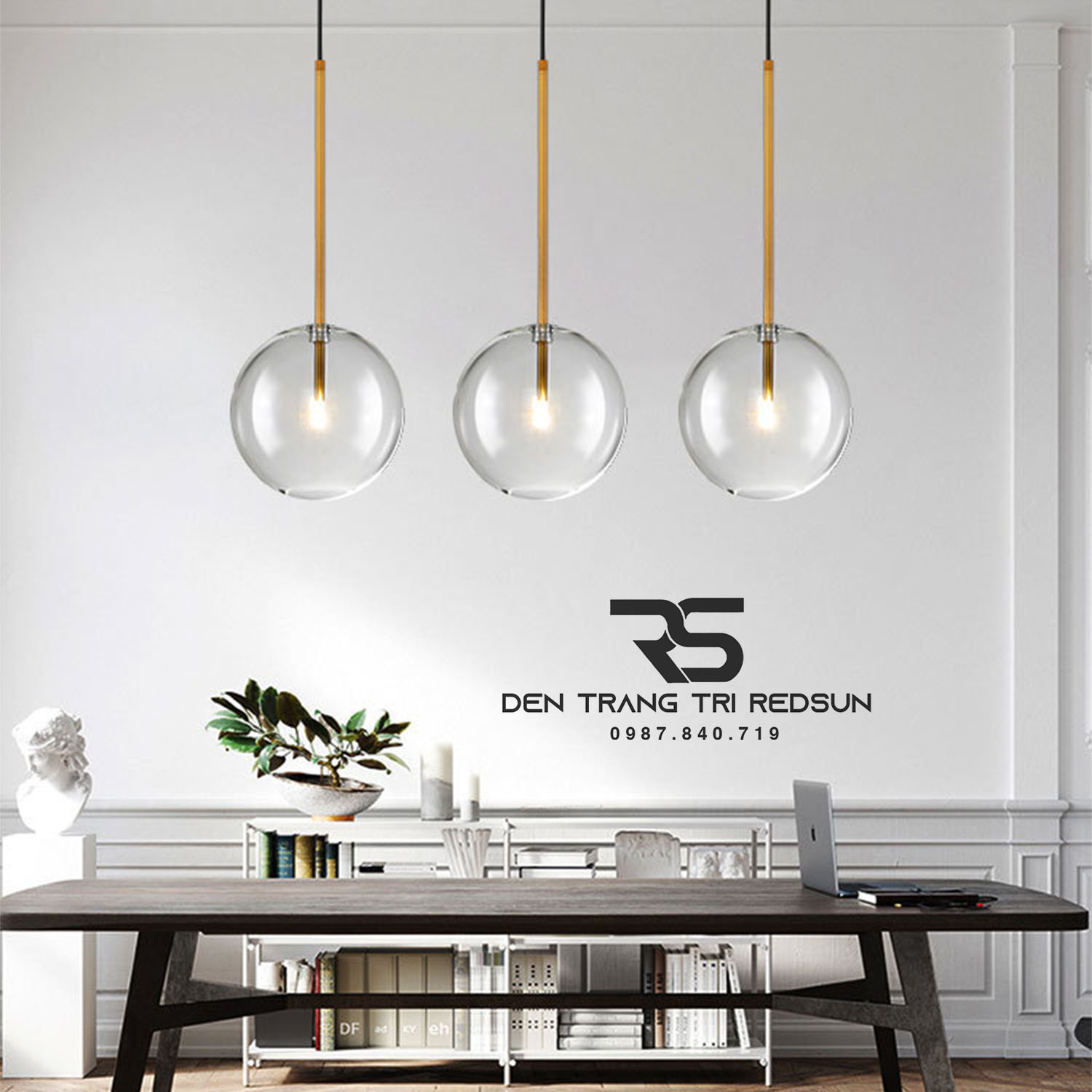 Đèn Thả Trần Hiện Đại Lắp Bàn Ăn, Quán Cà Phê Choá Thuỷ Tinh Phong Cách Bắc Âu CDT-T069