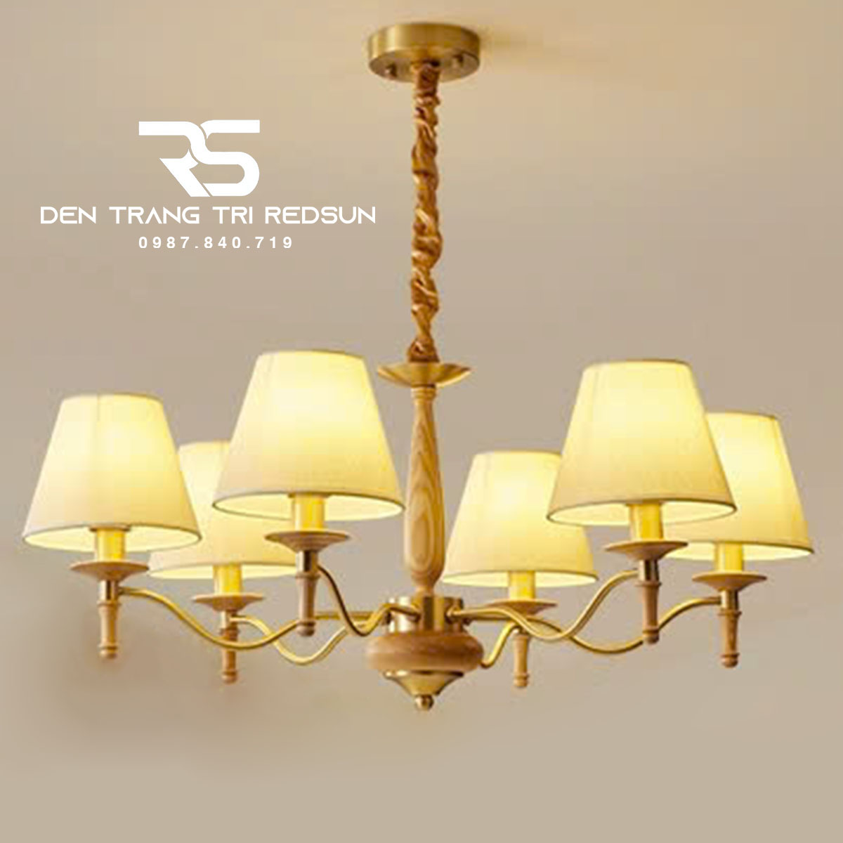 Đèn Chùm Phòng Khách Hiện Đại Phong Cách Indochine Chao Vải N2201