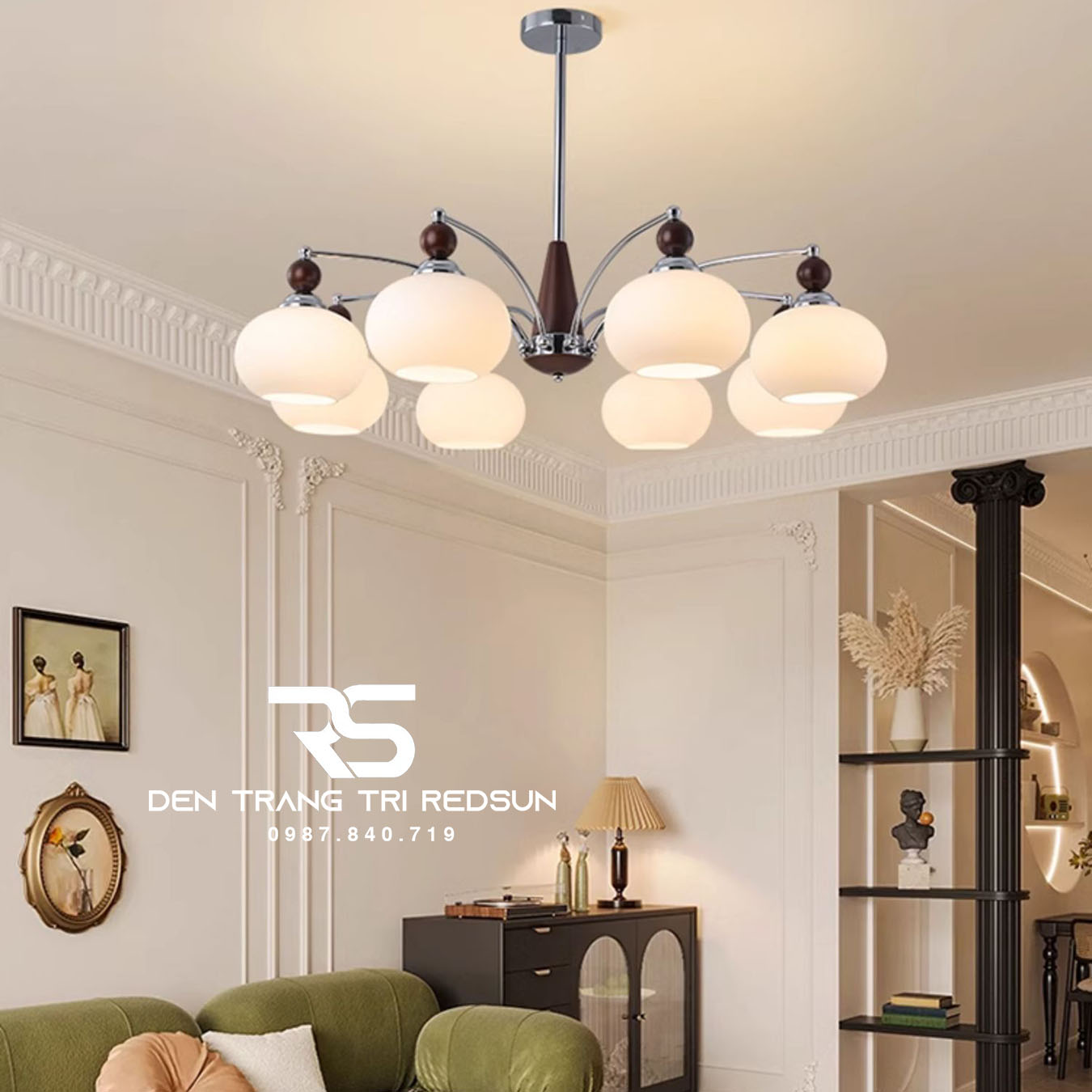 Đèn Chùm Phòng Khách Hiện Đại Chao Thuỷ Tinh N8039/8