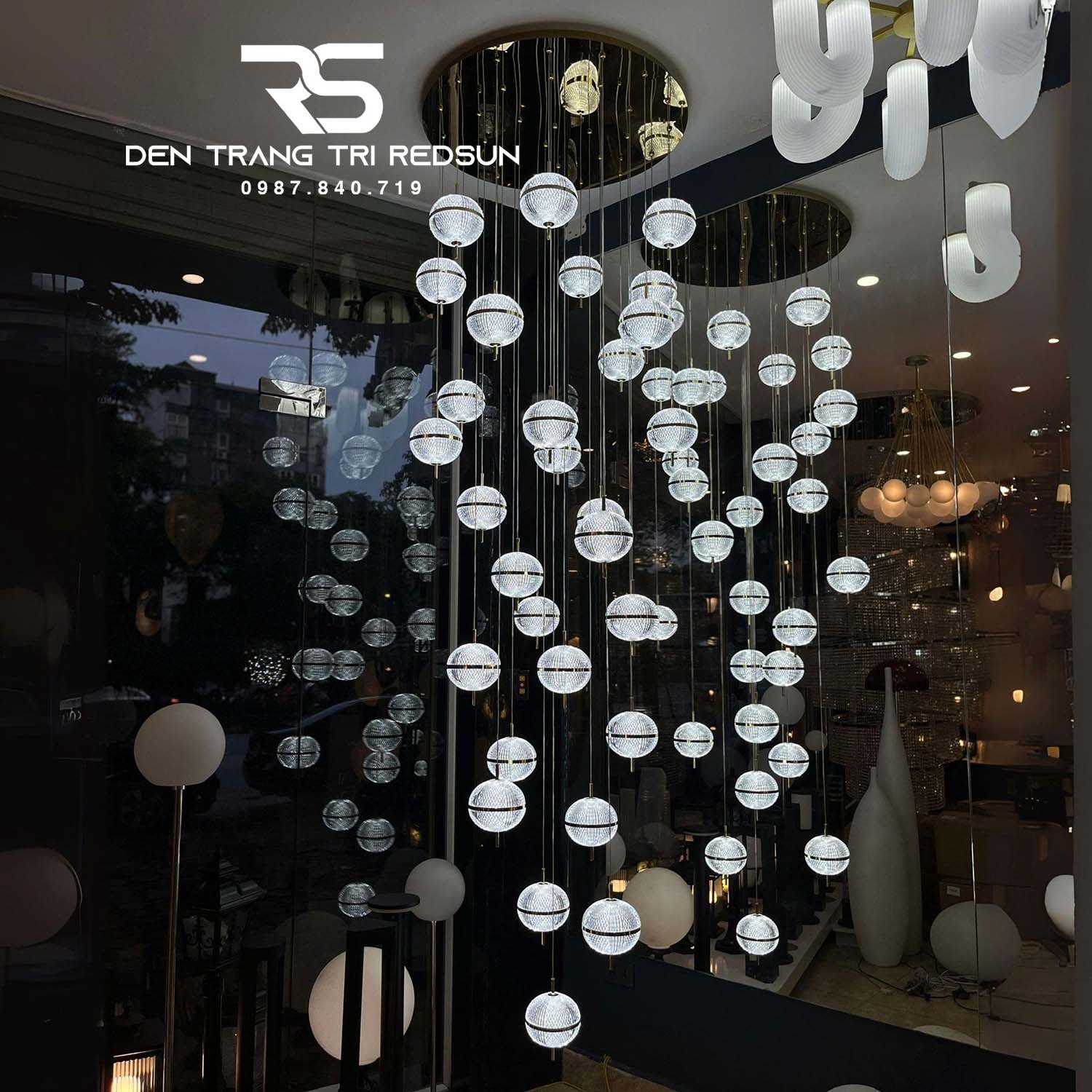 Đèn Chùm Hiện Đại Lắp Thông Tầng Phòng Khách, Cầu Thang Phong Cách Bắc Âu Cầu Kim Cương MA05786P-030