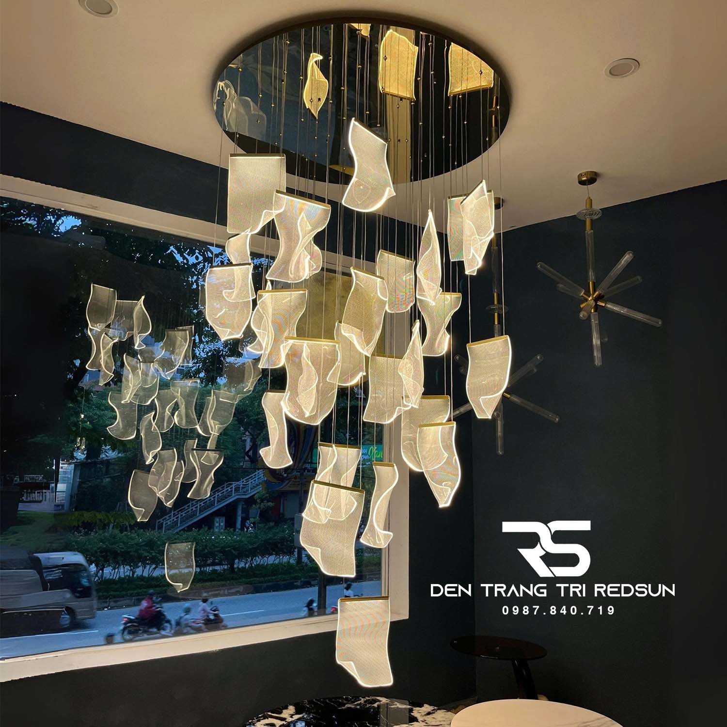 Đèn Chùm Hiện Đại Lắp Thông Tầng, Sảnh Khách Sạn Thác Nước Phong Cách Bắc Âu MA05444C-028-2.4G