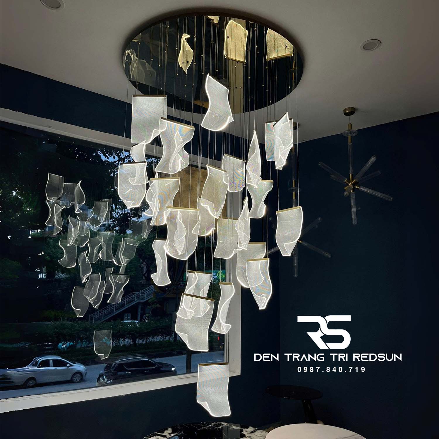 Đèn Chùm Hiện Đại Lắp Thông Tầng, Sảnh Khách Sạn Thác Nước Phong Cách Bắc Âu MA05444C-028-2.4G