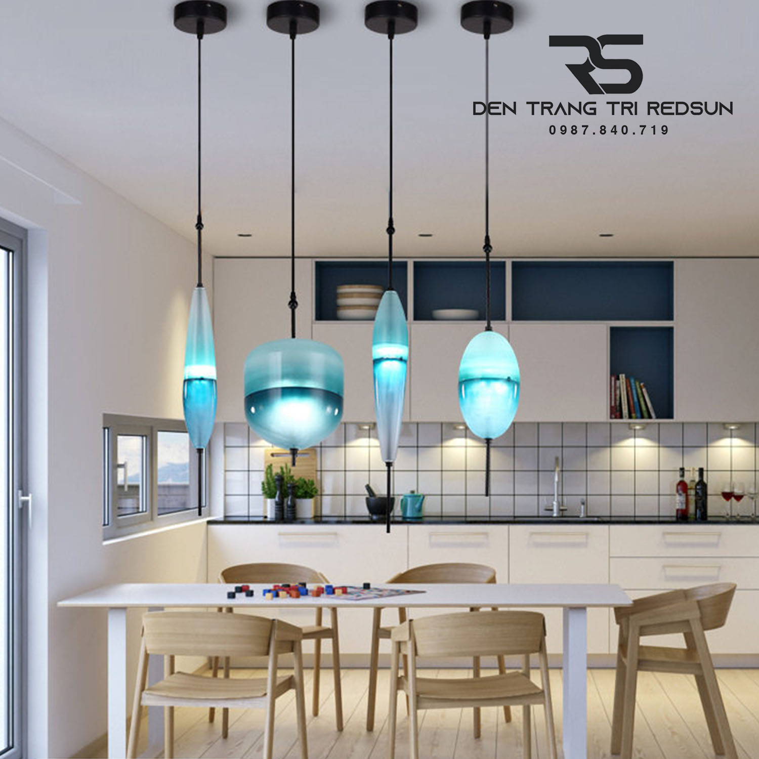 Đèn Thả Phòng Khách, Phòng Ngủ, Bàn Ăn Phong Cách Bắc Âu Hiện Đại Chao Thủy Tinh CDT-T073