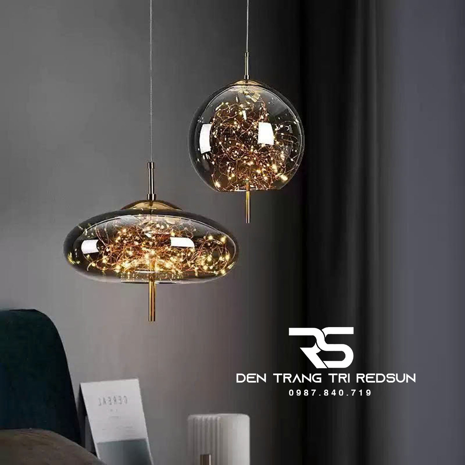 Đèn Thả Bàn Ăn, Bàn Đảo Hiện Đại Phong Cách Bắc Âu Chao Thủy Tinh Bầu Trời Sao CDT-T071