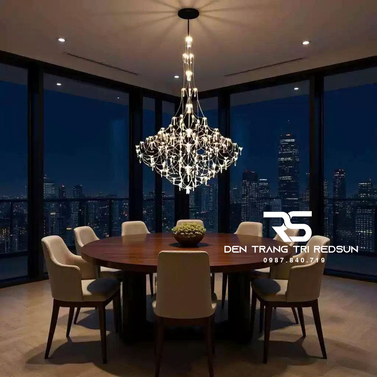 Đèn Chùm Mạng Nhện Lắp Thông Tầng Cầu Thang, Phòng Khách Biệt Thự, Sảnh Khách Sạn Phong Cách Hiện Đại DC-T122