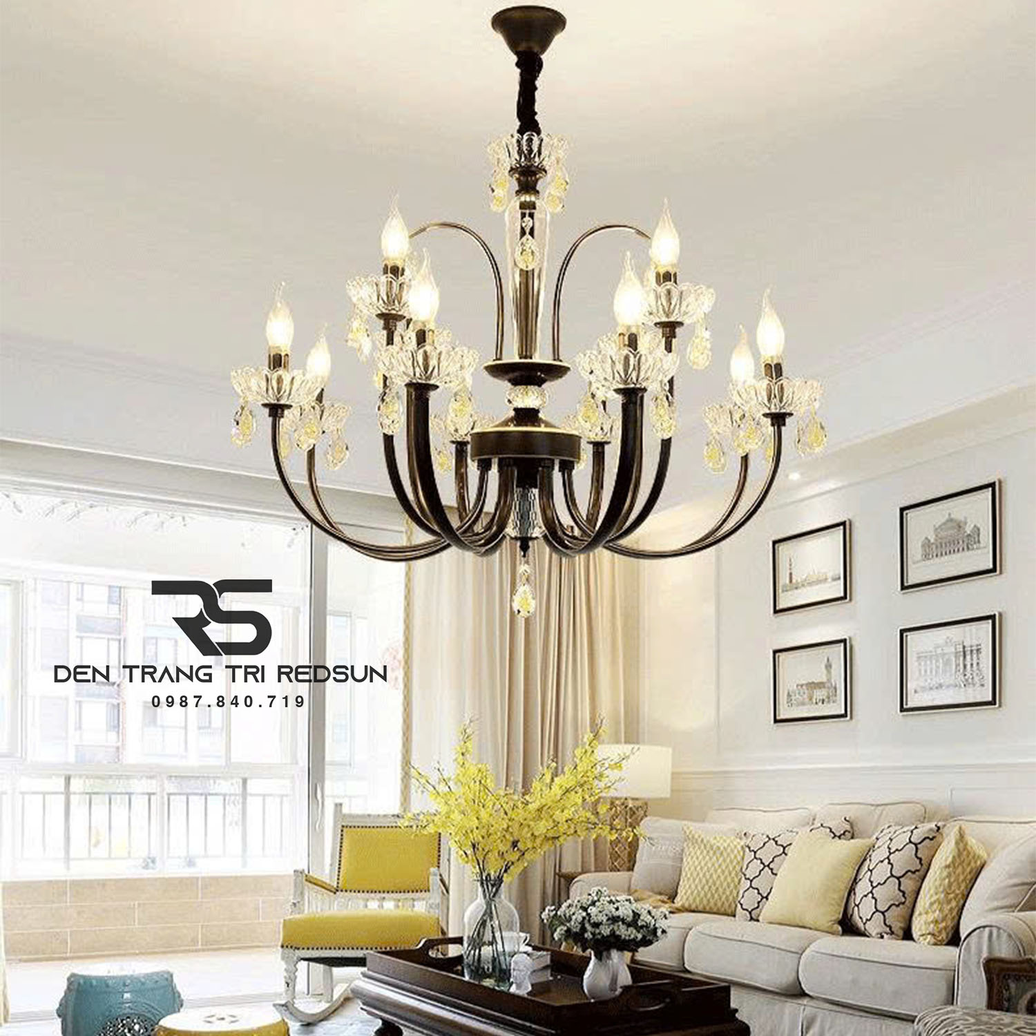 Đèn Chùm Phòng Khách Tân Cổ Điển Kiểu Nến DC-C255