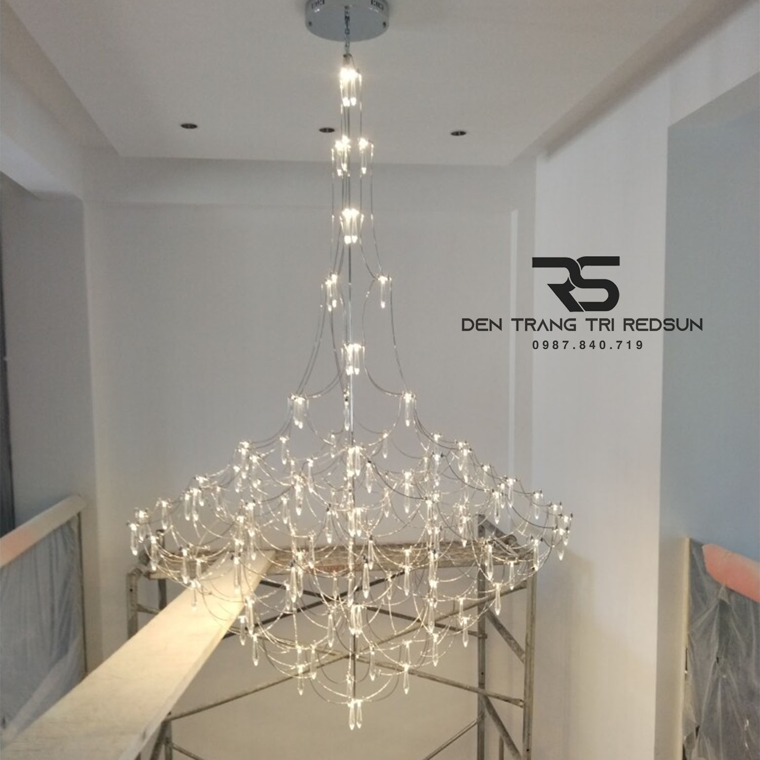 Đèn Chùm Mạng Nhện Lắp Thông Tầng Cầu Thang, Phòng Khách Biệt Thự, Sảnh Khách Sạn Phong Cách Hiện Đại DC-T122