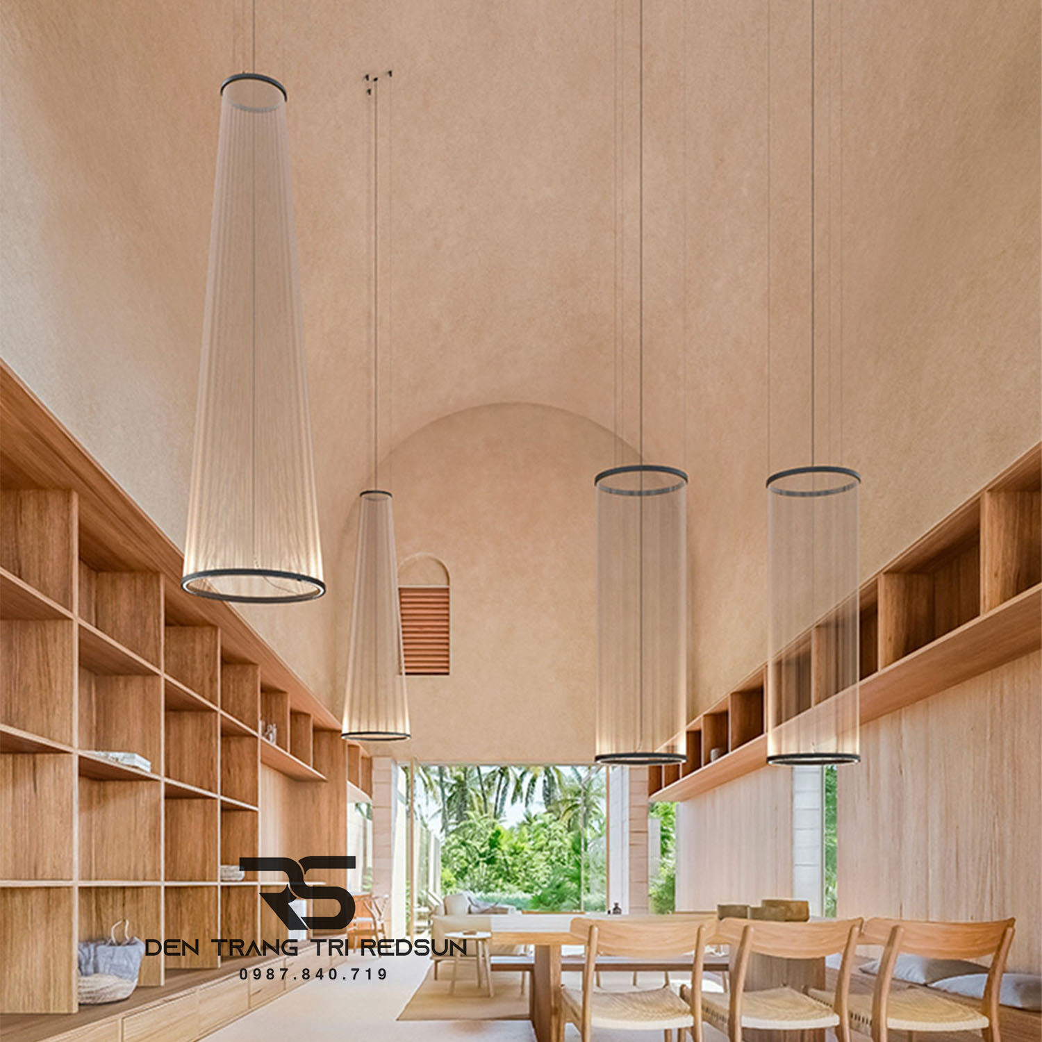 Đèn Lồng Thả Bắc Âu Hiện Đại Lắp Phòng Khách, Thông Tầng, Cầu Thang Dáng Hình Nón DC-T115 (Dáng A)