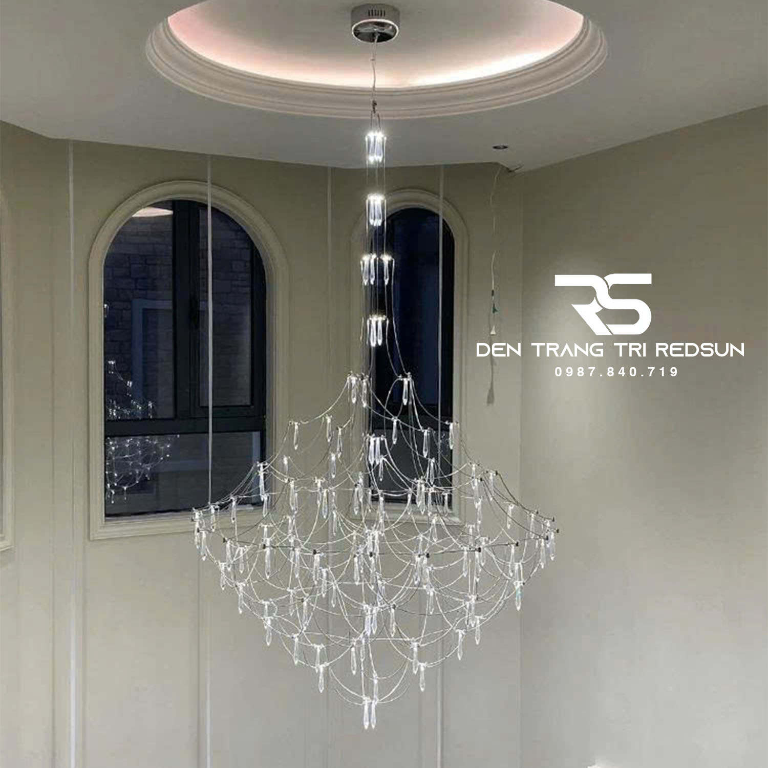 Đèn Chùm Mạng Nhện Lắp Thông Tầng Cầu Thang, Phòng Khách Biệt Thự, Sảnh Khách Sạn Phong Cách Hiện Đại DC-T122