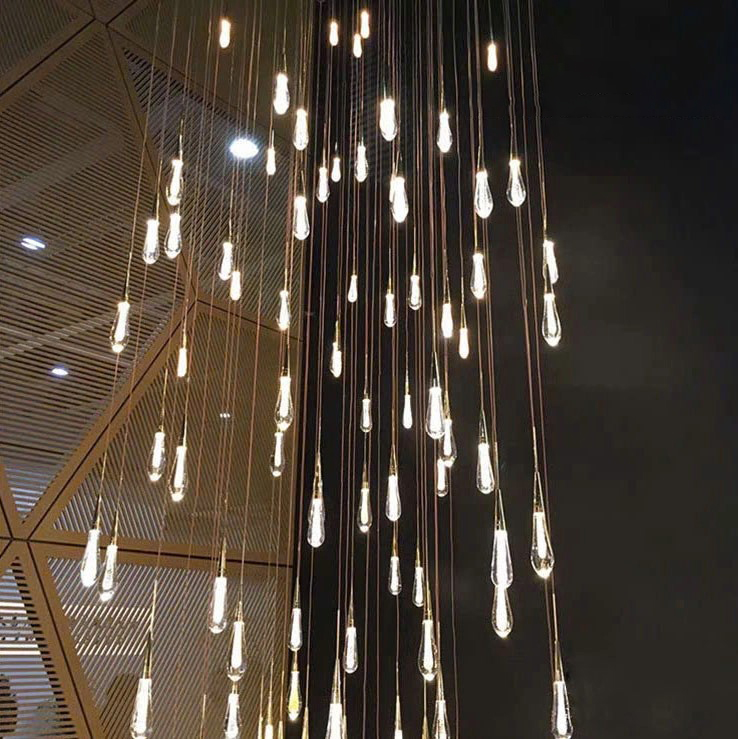 Đèn Thả Pha Lê Hiện Đại Lắp Thông Tầng Cầu Thang, Phòng Khách, Bàn Ăn HTK077