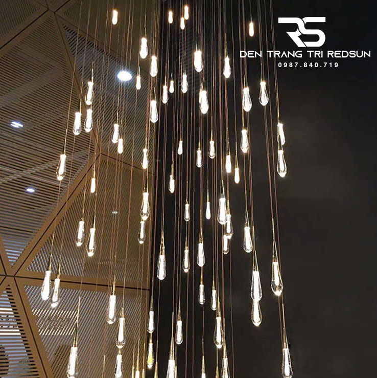 Đèn Thả Pha Lê Hiện Đại Lắp Thông Tầng Cầu Thang, Phòng Khách, Bàn Ăn HTK077
