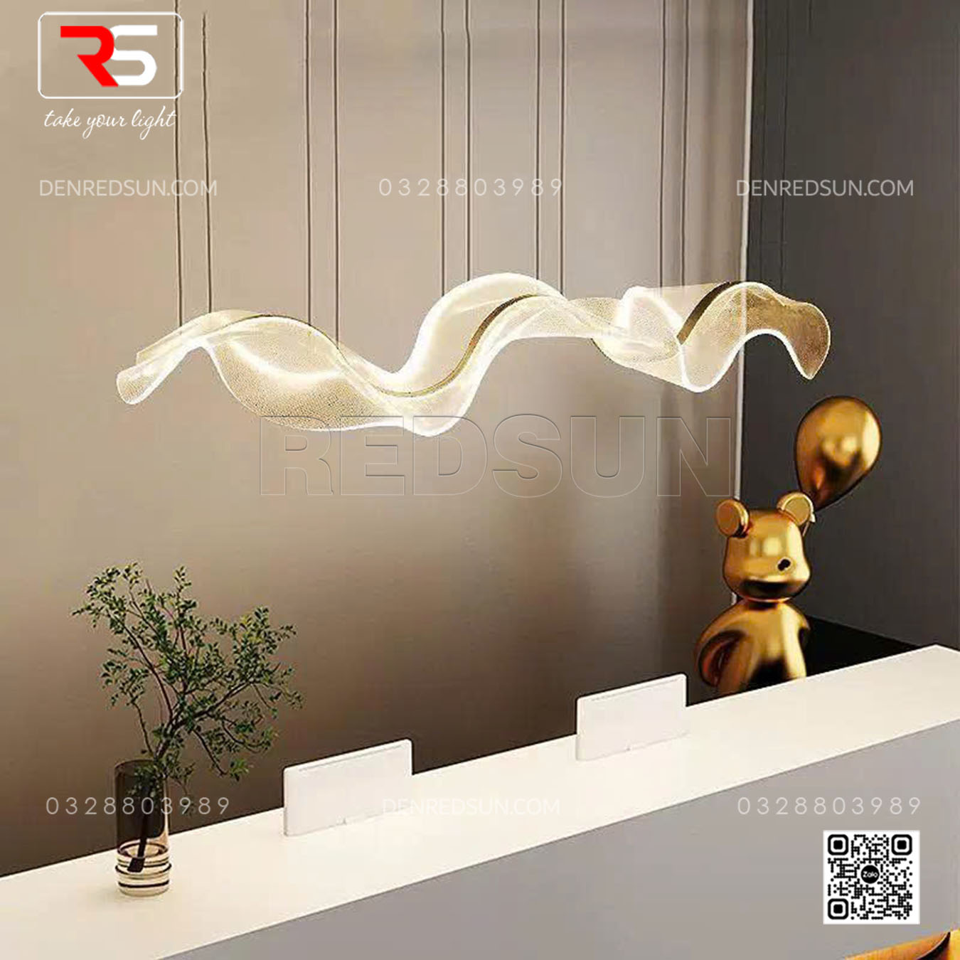 Đèn Thả Dải Lụa Cao Cấp Lắp Bàn Ăn, Bàn Đảo, Quầy Lễ Tân Phong Cách Bắc Âu Hiện Đại Chất Liệu Acrylic MK5890P-001-DZ-01-2.4