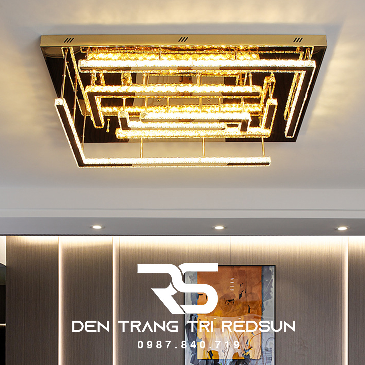 Đèn Mâm Pha Lê Ốp Trần Phòng Khách Hiện Đại M9222