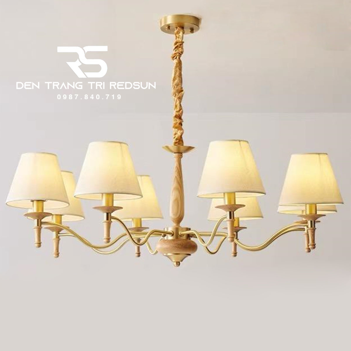 Đèn Chùm Phòng Khách Hiện Đại Phong Cách Indochine Chao Vải N2201