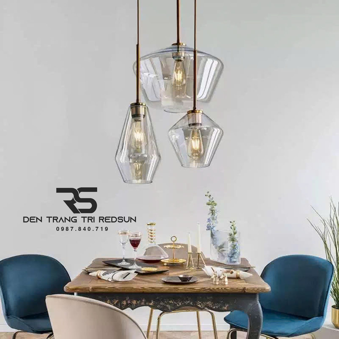 Đèn Thả Phòng Khách, Phòng Ngủ, Bàn Ăn Phong Cách Bắc Âu Hiện Đại Chao Thủy Tinh CDT-T072