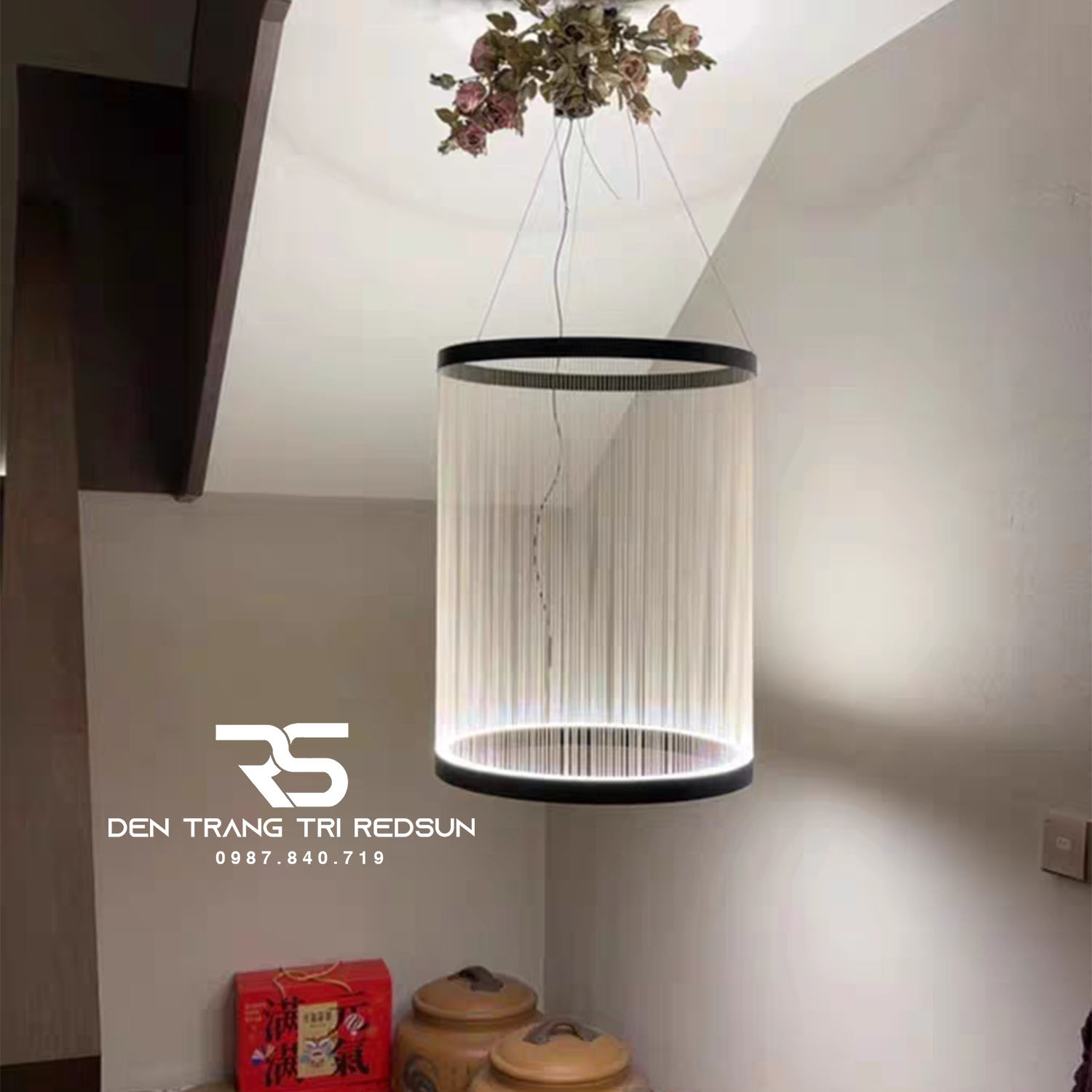 Đèn Lồng Thả Bắc Âu Hiện Đại Lắp Phòng Khách, Thông Tầng, Cầu Thang Dáng Hình Trụ DC-T115 (Dáng B)