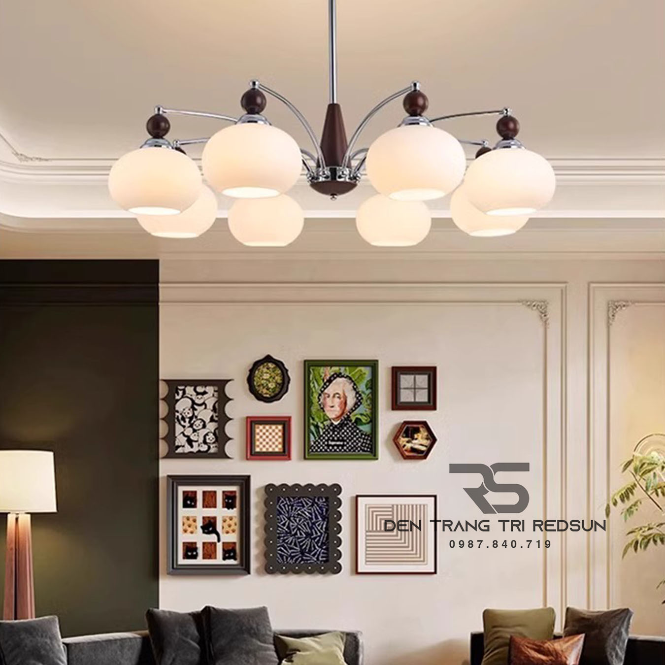 Đèn Chùm Phòng Khách Hiện Đại Chao Thuỷ Tinh N8039/8