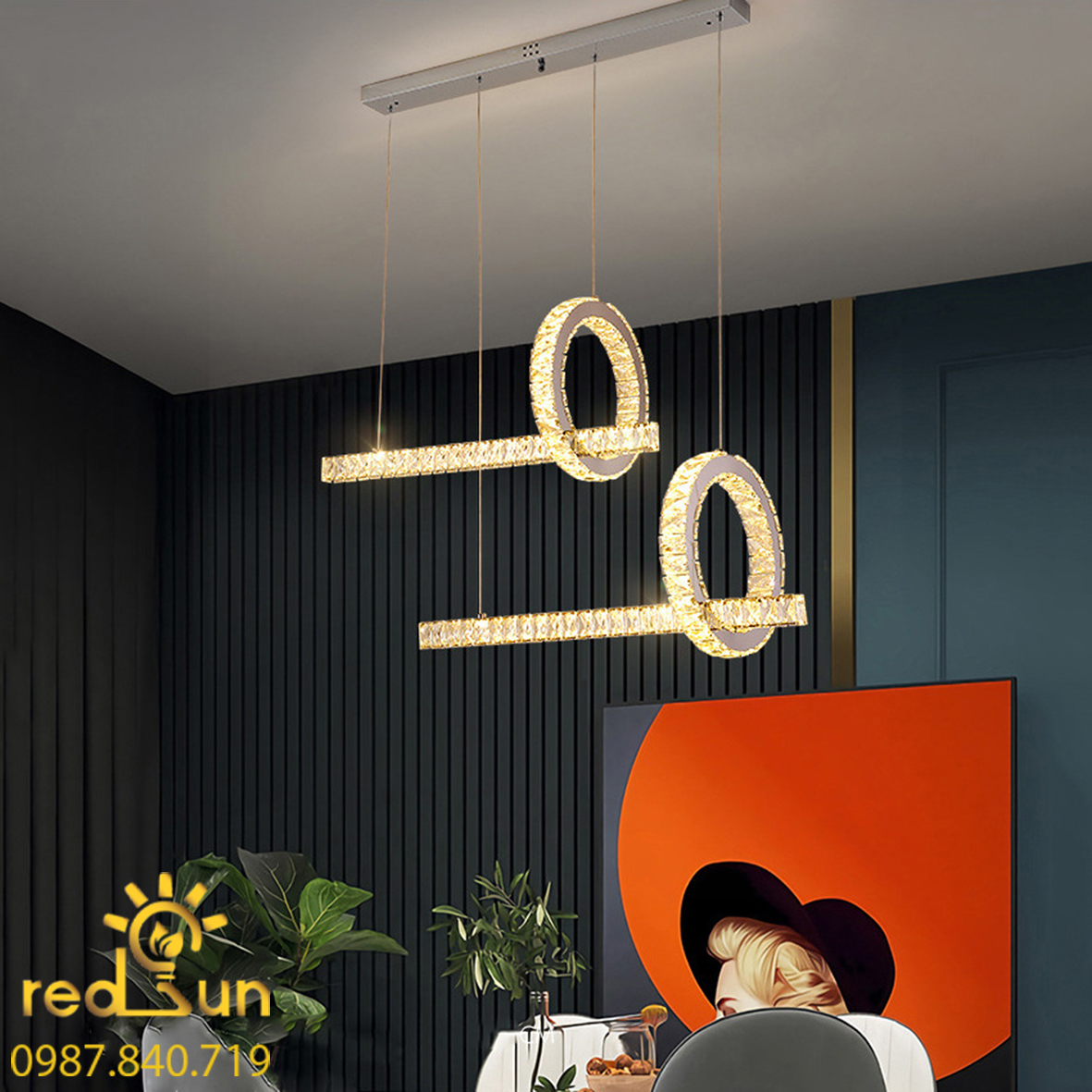 Đèn Thả Pha Lê Bàn Ăn, Bàn Đảo Hiện Đại TPL043