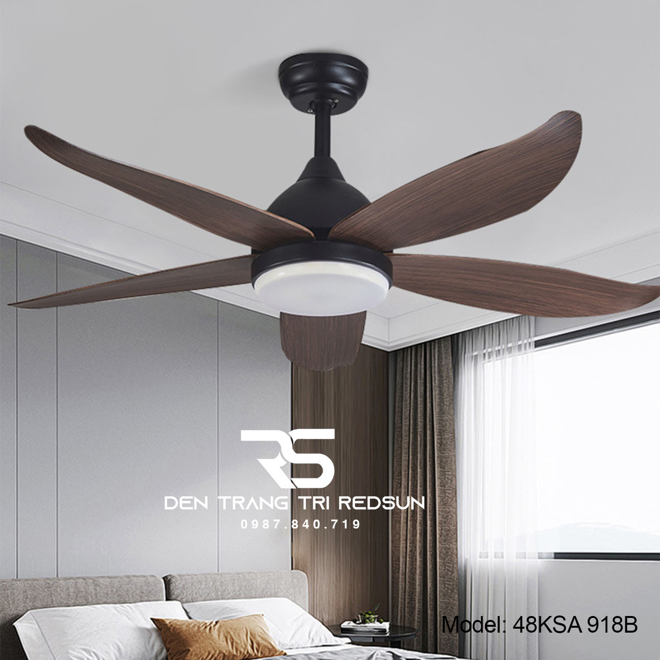 Quạt Trần Đèn Trang Trí Phòng Khách, Phòng Ngủ - 48KSA 918B