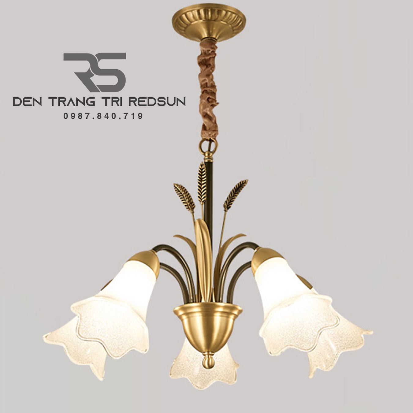 Đèn Chùm Phòng Khách Hiện Đại Phong Cách Indochine Chao Thuỷ Tinh N8037