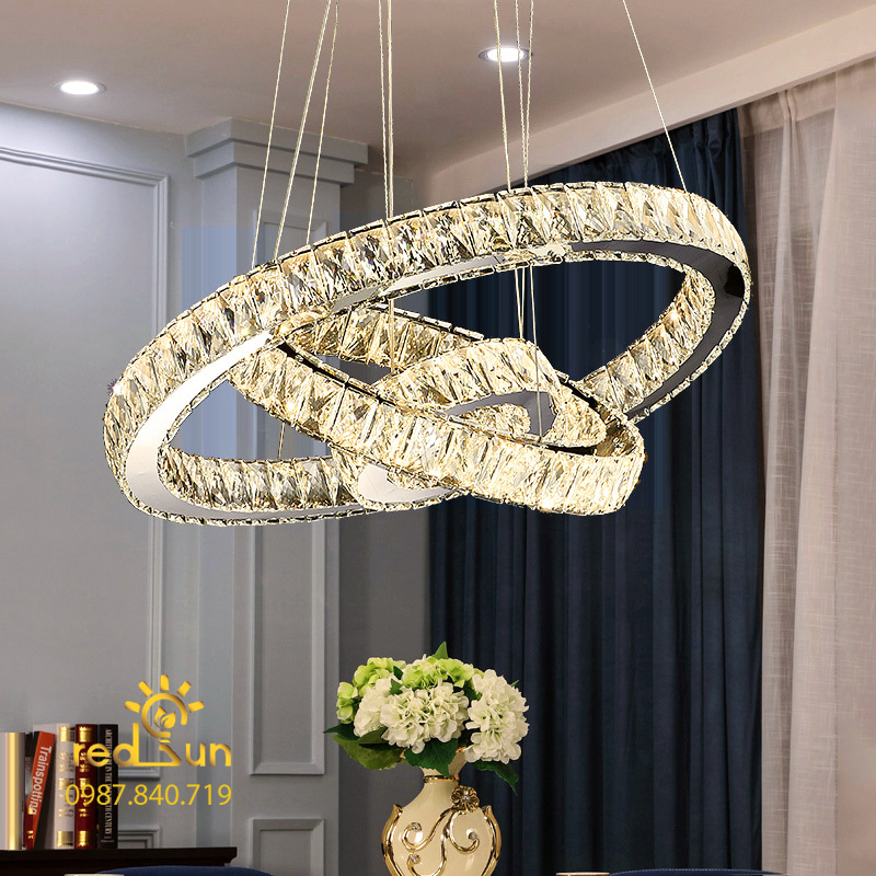 Đèn thả nhiều vòng PL 3 vòng - bản pha lê 5cm