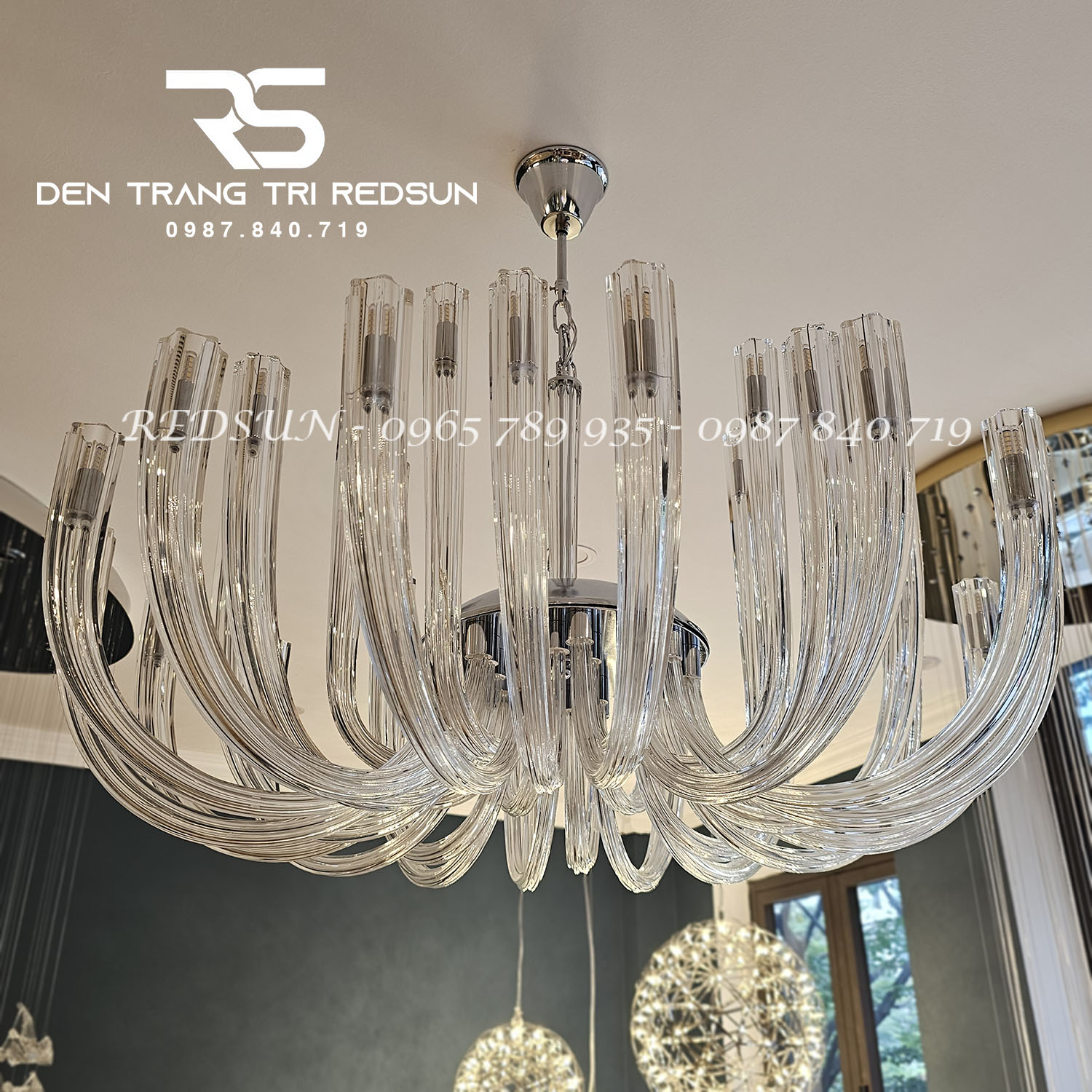 Đèn Chùm Trang Trí Phòng Khách, Sảnh Chờ, Phòng Ăn, Phòng Ngủ Ống Thủy Tinh Phong Cách Bắc Âu DCP-001