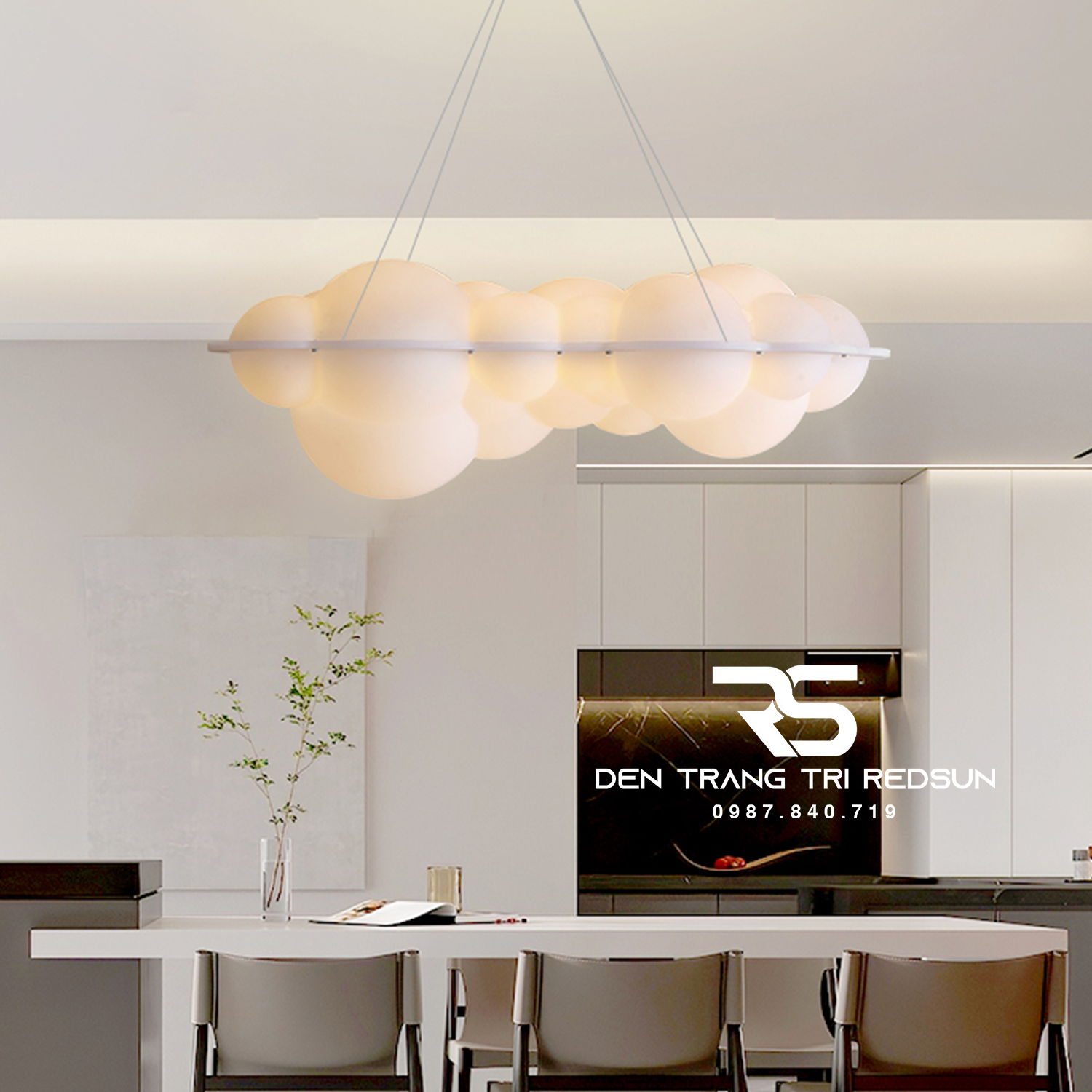 Đèn Chùm Đám Mây Phong Cách Bắc Âu Lắp Phòng Khách Hiện Đại DC-T114