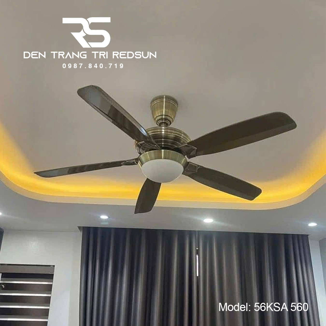 Quạt Trần Đèn Trang Trí Phòng Khách, Phòng Ngủ - 56KSA 560