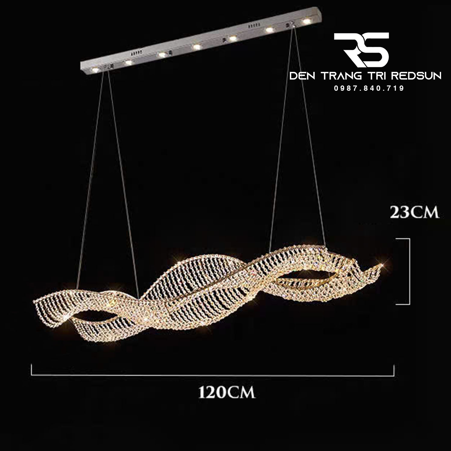 Đèn Chùm Pha Lê Thả Bàn Ăn, Bàn Đảo Hiện Đại Phong Cách Bắc Âu Lượn Sóng DCP-013