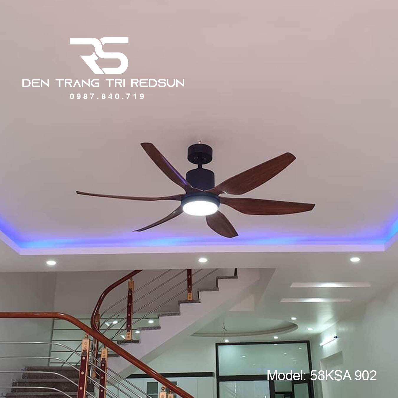 Quạt Trần Đèn Trang Trí Phòng Khách, Phòng Ngủ - 58KSA 902
