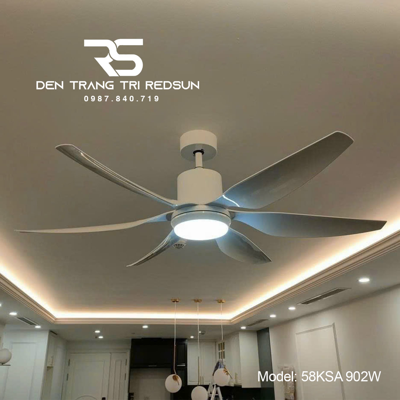 Quạt Trần Đèn Trang Trí Phòng Khách, Phòng Ngủ - 58KSA 902W