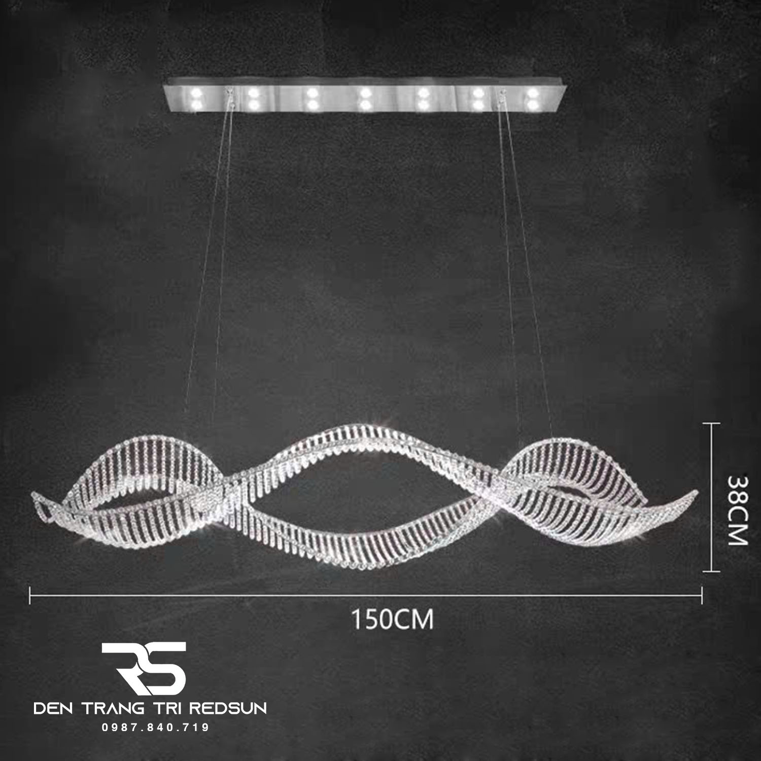 Đèn Chùm Pha Lê Thả Bàn Ăn, Bàn Đảo Hiện Đại Phong Cách Bắc Âu Lượn Sóng DCP-013