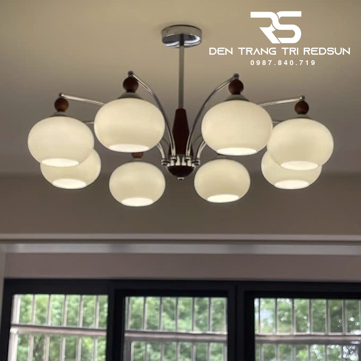 Đèn Chùm Phòng Khách Hiện Đại Chao Thuỷ Tinh N8039/8