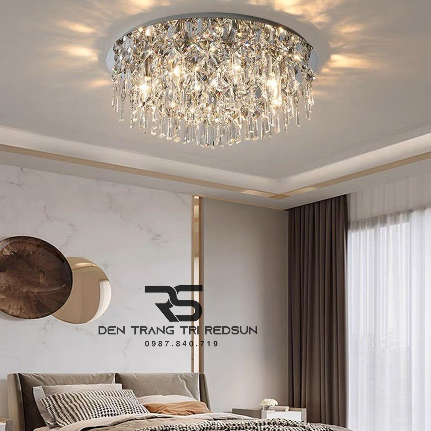 Đèn Mâm Pha Lê Ốp Trần Phòng Khách, Phòng Ngủ, Khách Sạn, Nhà Hàng Cao Cấp Phong Cách Hiện Đại OTPL1022