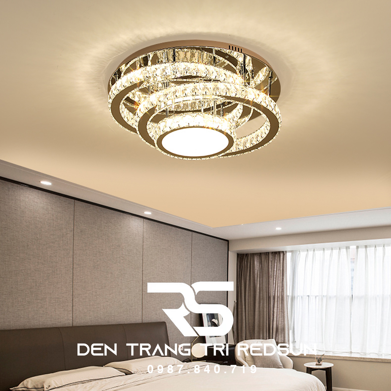 Đèn Mâm Pha Lê Ốp Trần Phòng Khách Hiện Đại M9212