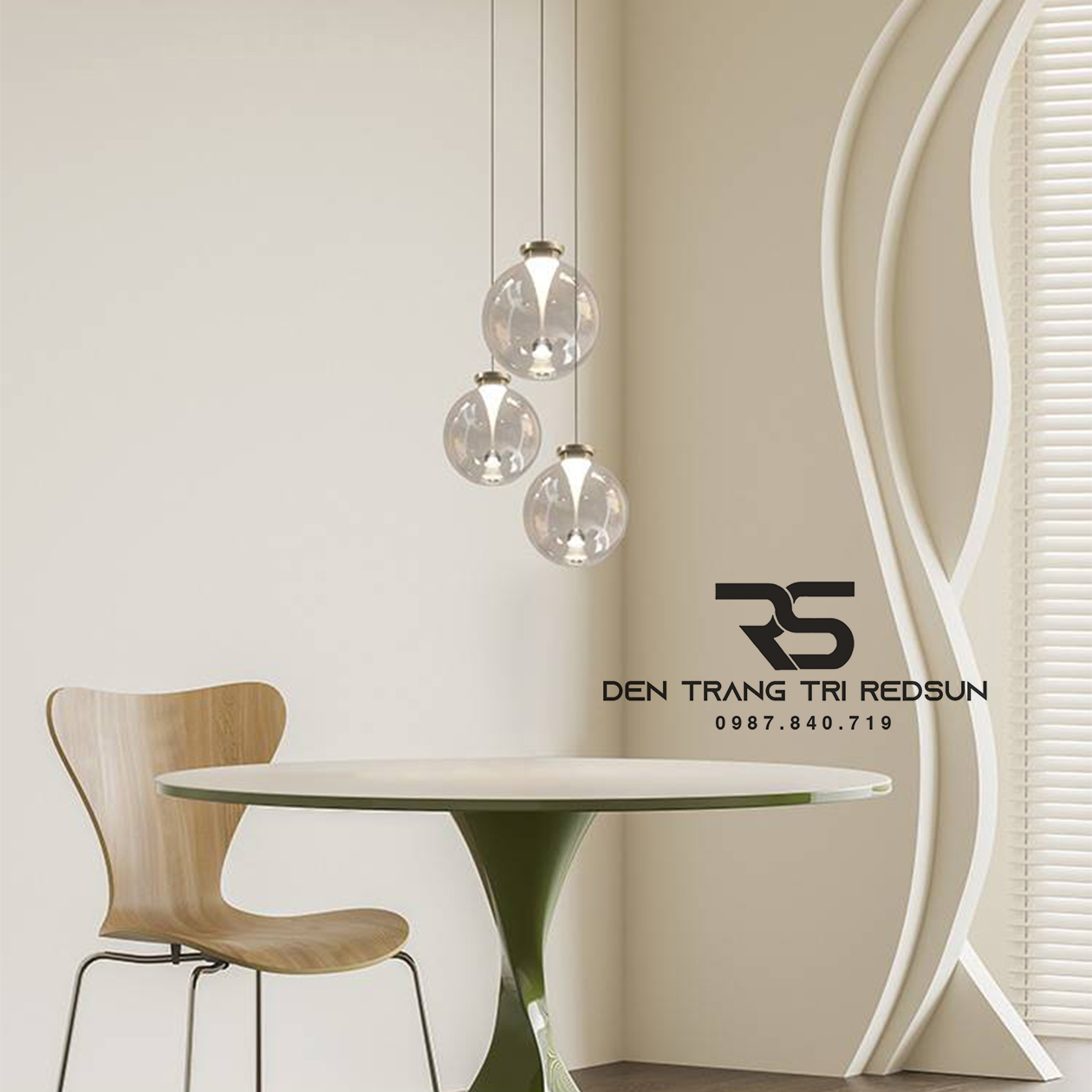 Đèn Thả Trần Phòng Ăn, Phòng Ngủ Phong Cách Bắc Âu Hiện Đại Cầu Thủy Tinh Hình Giọt Nước CDT-T070