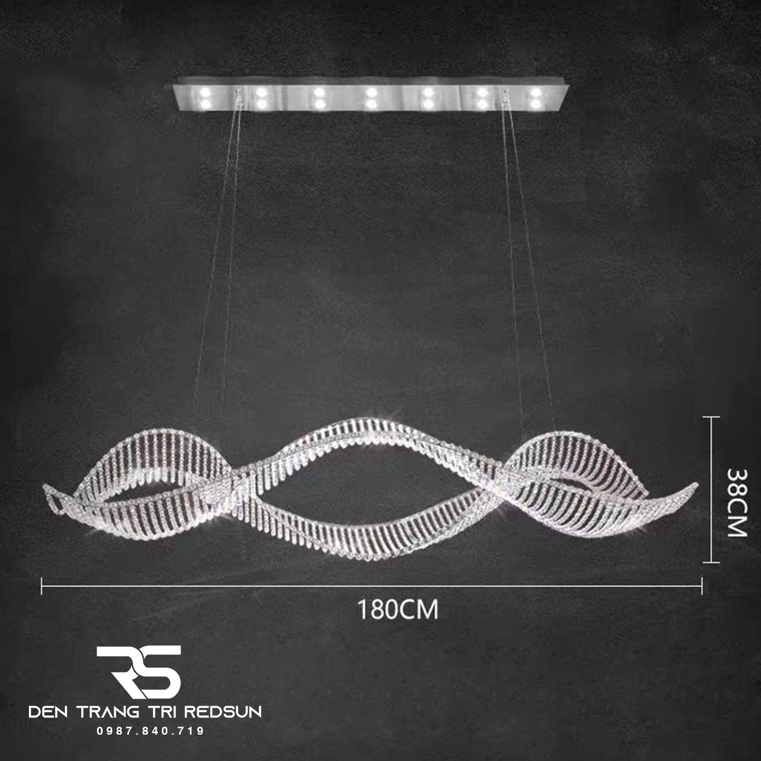 Đèn Chùm Pha Lê Thả Bàn Ăn, Bàn Đảo Hiện Đại Phong Cách Bắc Âu Lượn Sóng DCP-013