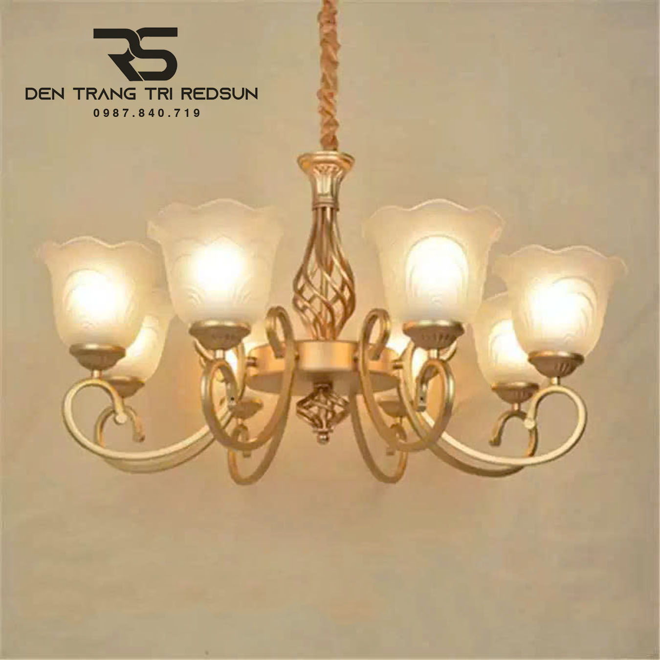 Đèn Chùm Phòng Khách Tân Cổ Điển Chao Thủy Tinh DC-C6002/8