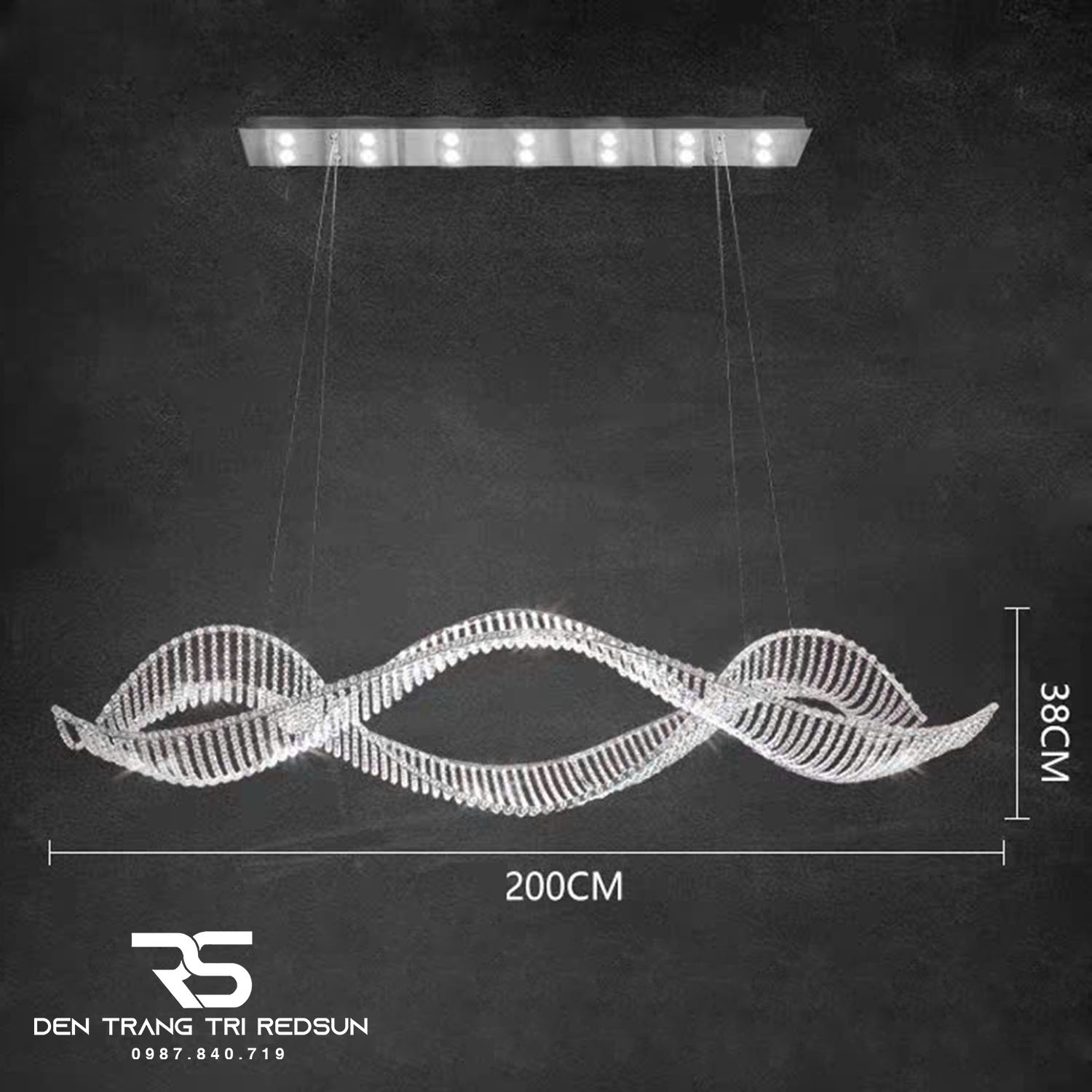 Đèn Chùm Pha Lê Thả Bàn Ăn, Bàn Đảo Hiện Đại Phong Cách Bắc Âu Lượn Sóng DCP-013