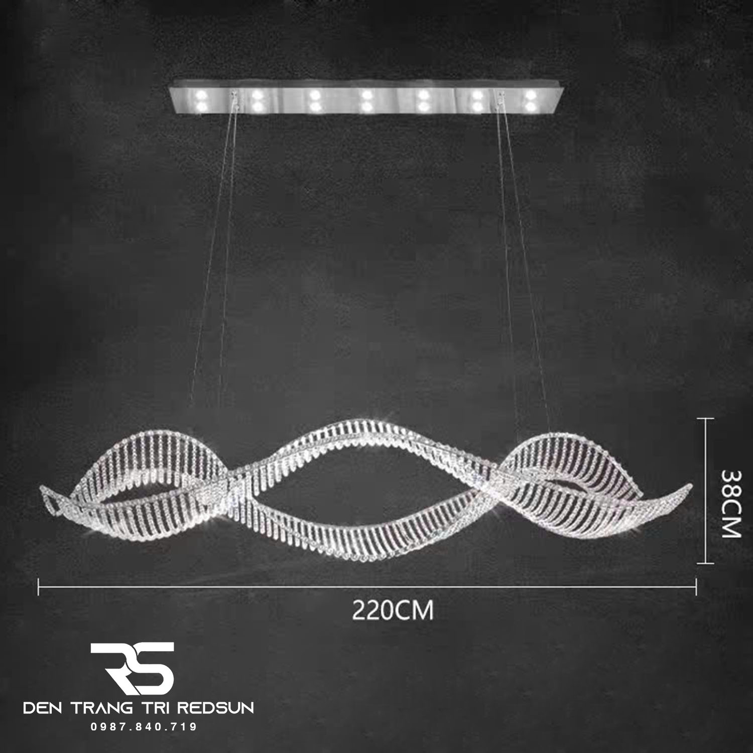 Đèn Chùm Pha Lê Thả Bàn Ăn, Bàn Đảo Hiện Đại Phong Cách Bắc Âu Lượn Sóng DCP-013