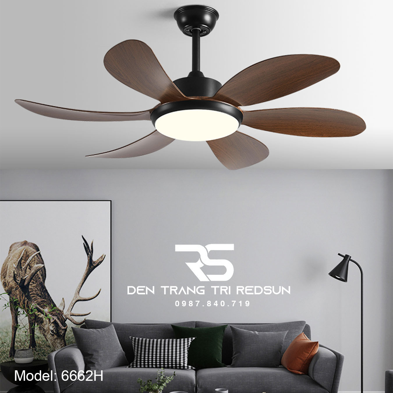 Quạt Trần Đèn Trang Trí Phòng Khách, Phòng Ngủ - 6662H
