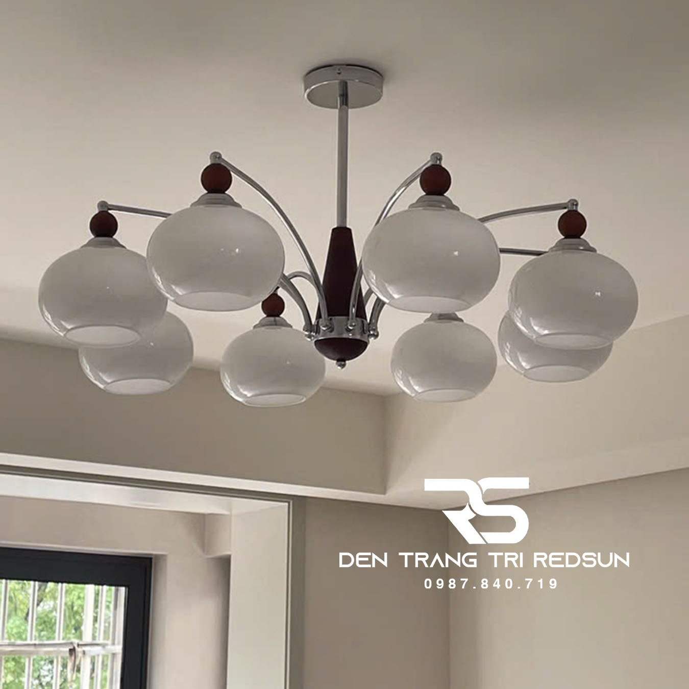 Đèn Chùm Phòng Khách Hiện Đại Chao Thuỷ Tinh N8039/8