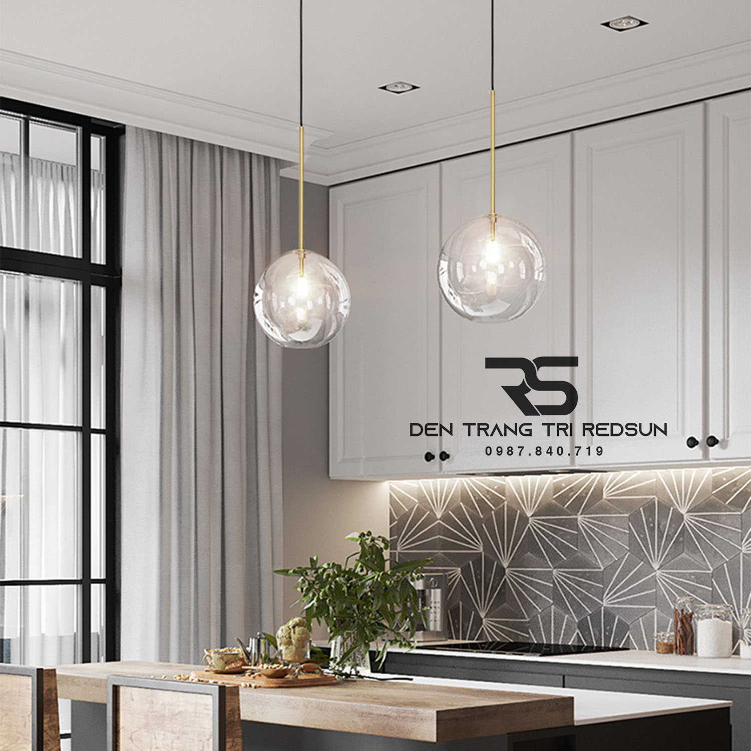 Đèn Thả Trần Hiện Đại Lắp Bàn Ăn, Quán Cà Phê Choá Thuỷ Tinh Phong Cách Bắc Âu CDT-T069