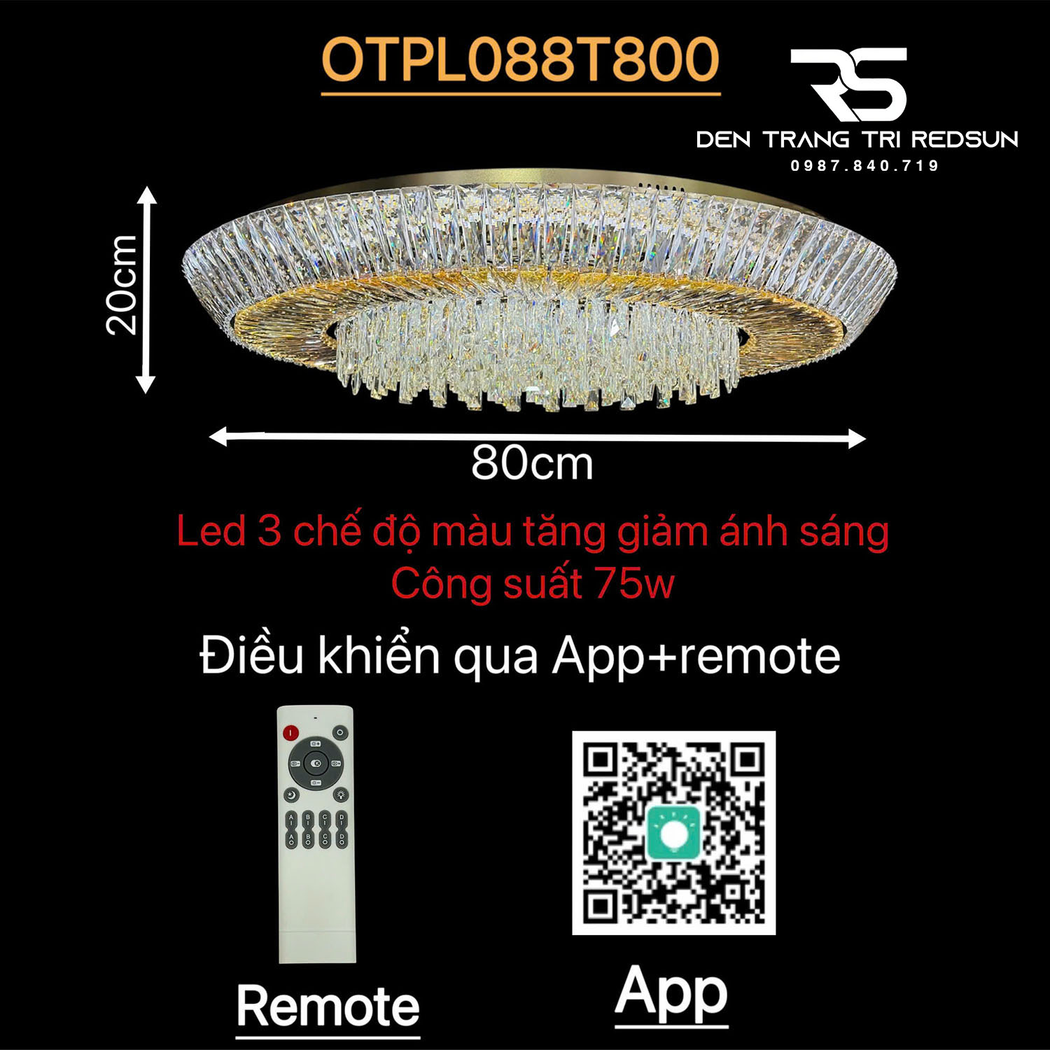 Đèn Mâm Pha Lê Ốp Trần Phòng Khách, Phòng Ngủ, Khách Sạn, Nhà Hàng Cao Cấp Phong Cách Hiện Đại OTPL088