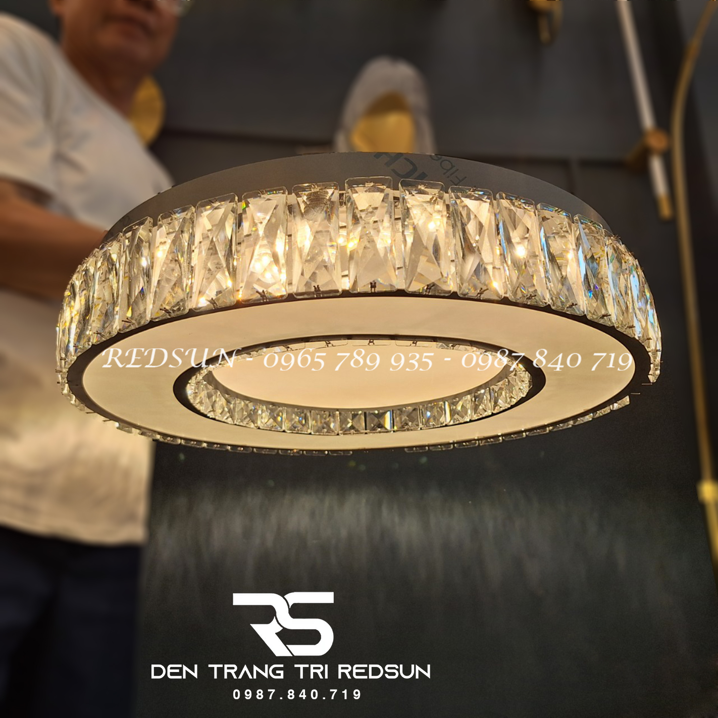 Đèn Mâm Mica Pha Lê Ốp Trần Phòng Khách Hiện Đại MKPL-066