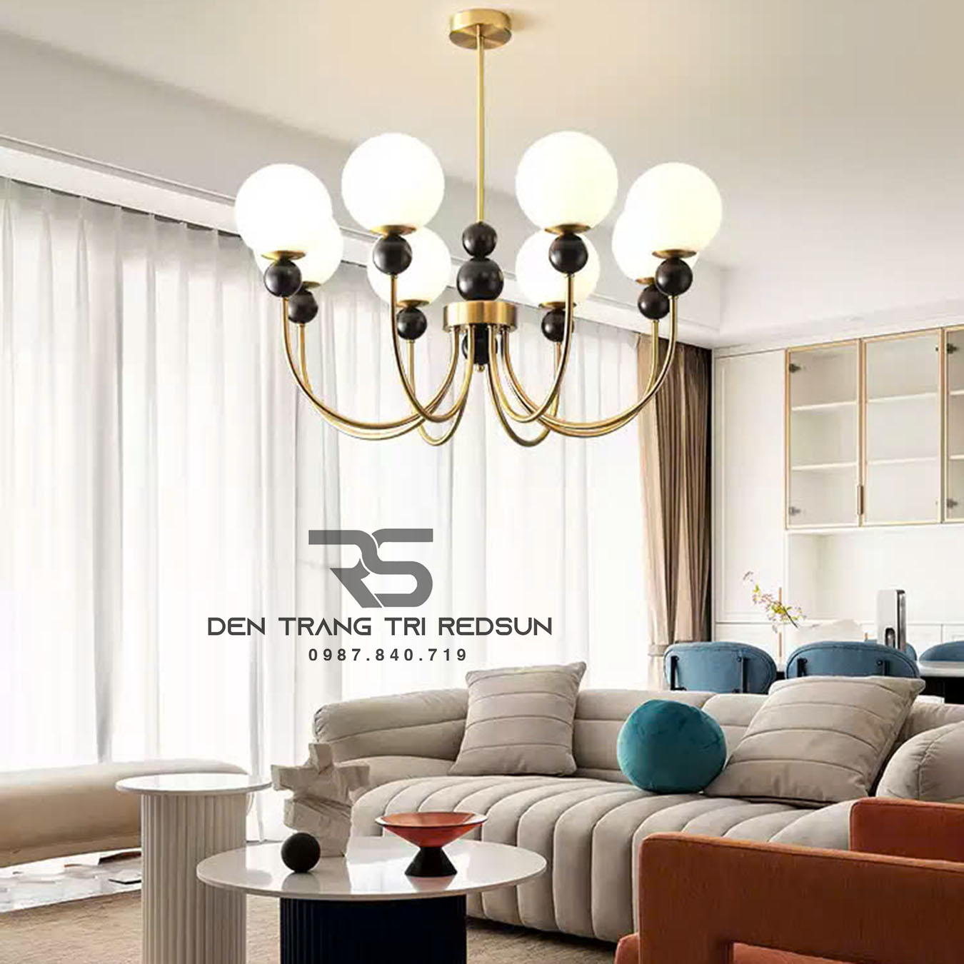 Đèn Chùm Phòng Khách Hiện Đại Chao Thuỷ Tinh N8038/8